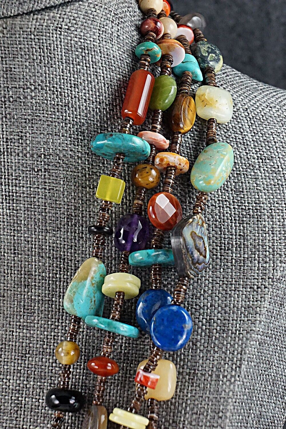 Multi Stone and Sterling Silver Necklace - Helen Tsosie