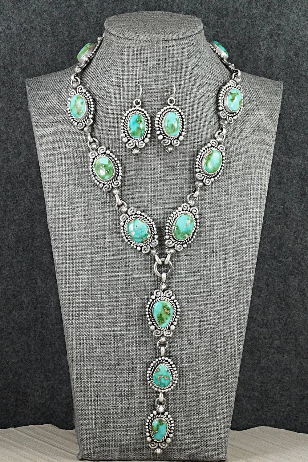 Turquoise & Sterling Silver Necklace and Earrings Set - Rosita Calladitto