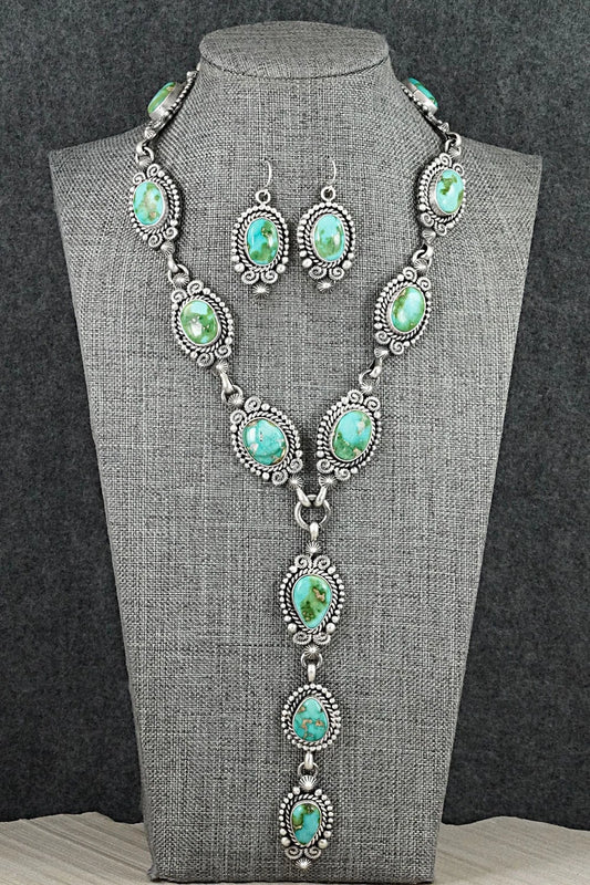 Turquoise & Sterling Silver Necklace and Earrings Set - Rosita Calladitto