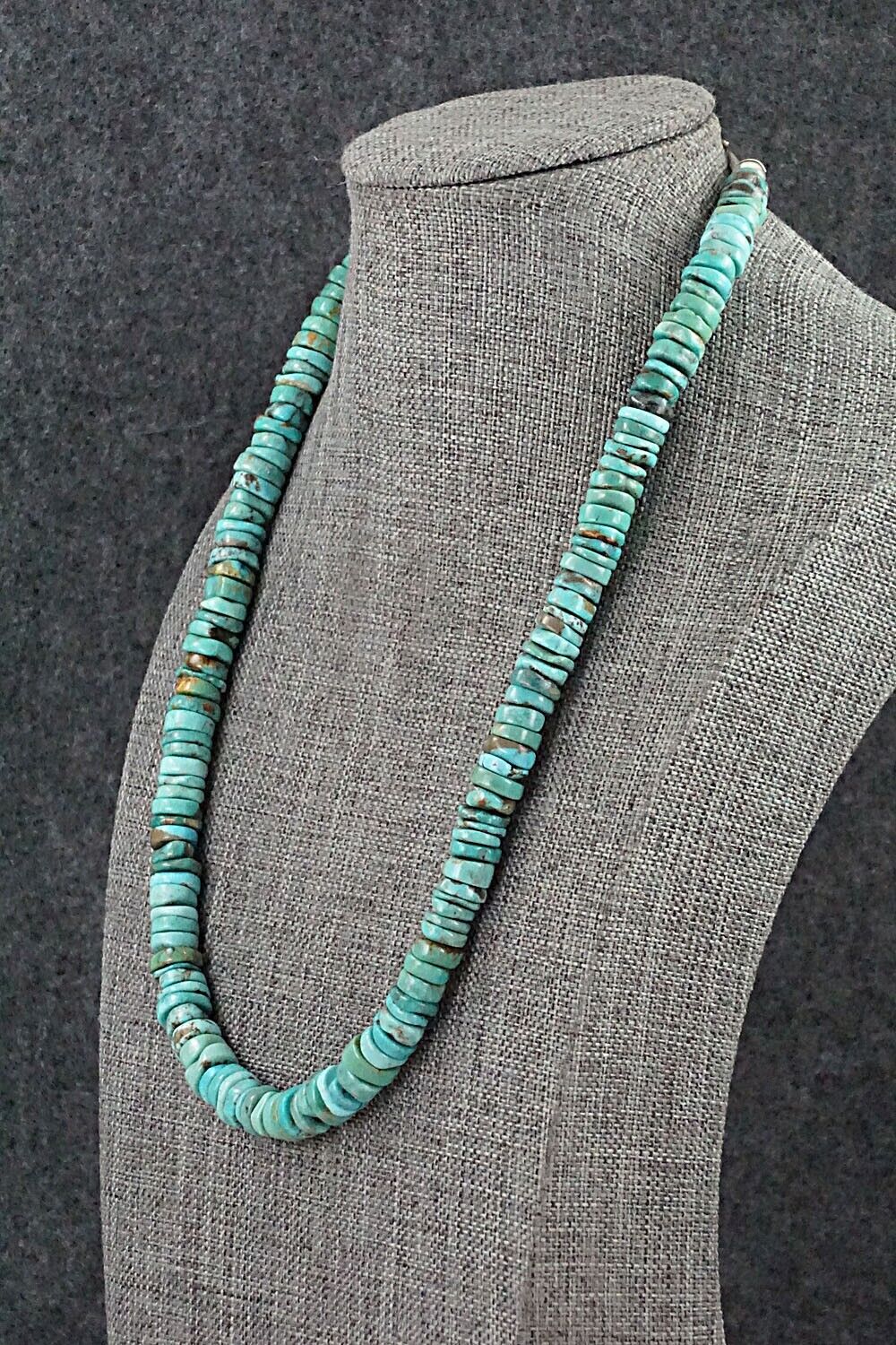 Turquoise & Sterling Silver Necklace 18" - Doreen Jake