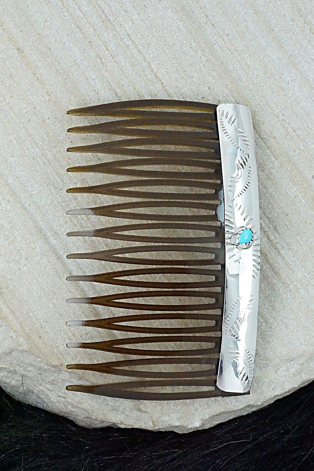 Turquoise & Sterling Silver Hair Combs - Randall Dalgai
