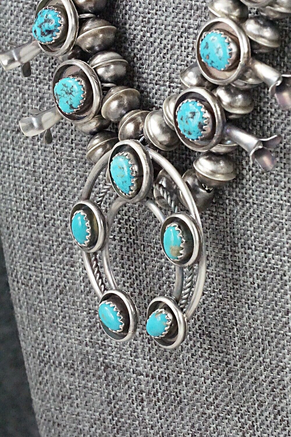 Turquoise & Sterling Silver Mini Squash Blossom Set - Phil Garcia