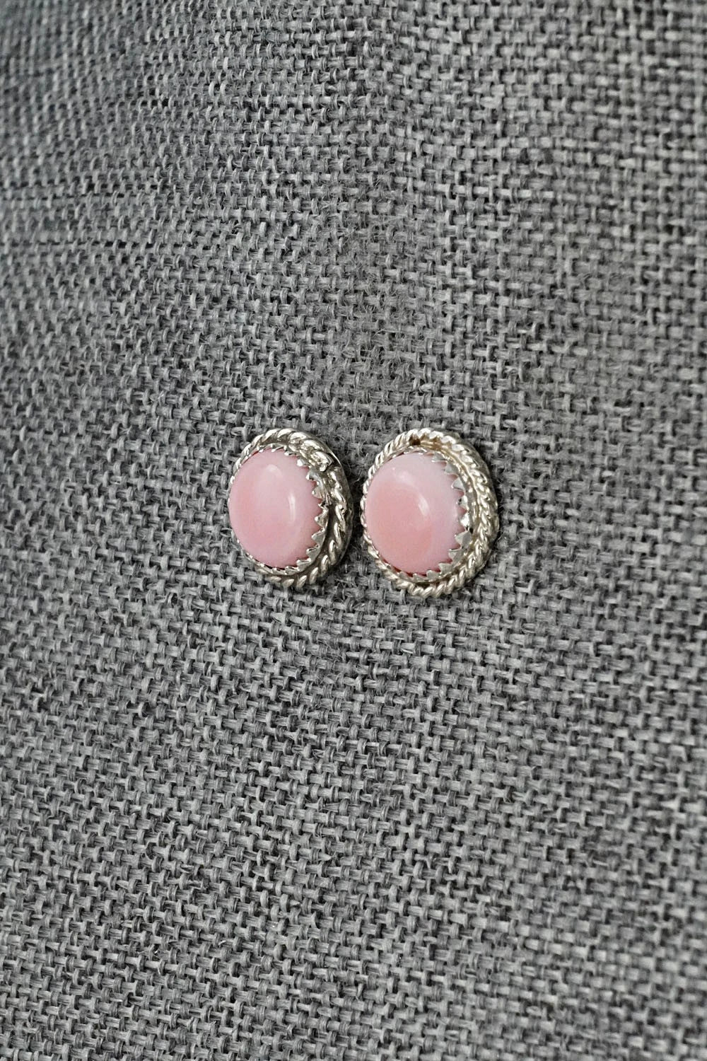 Pink Conch & Sterling Silver Earrings - Esther White