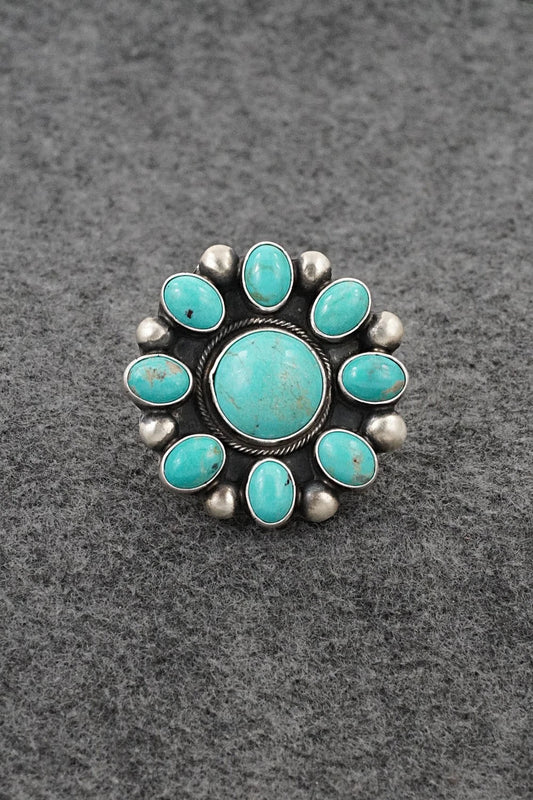 Turquoise & Sterling Silver Ring - Kathleen Livingston - Size Adjustable