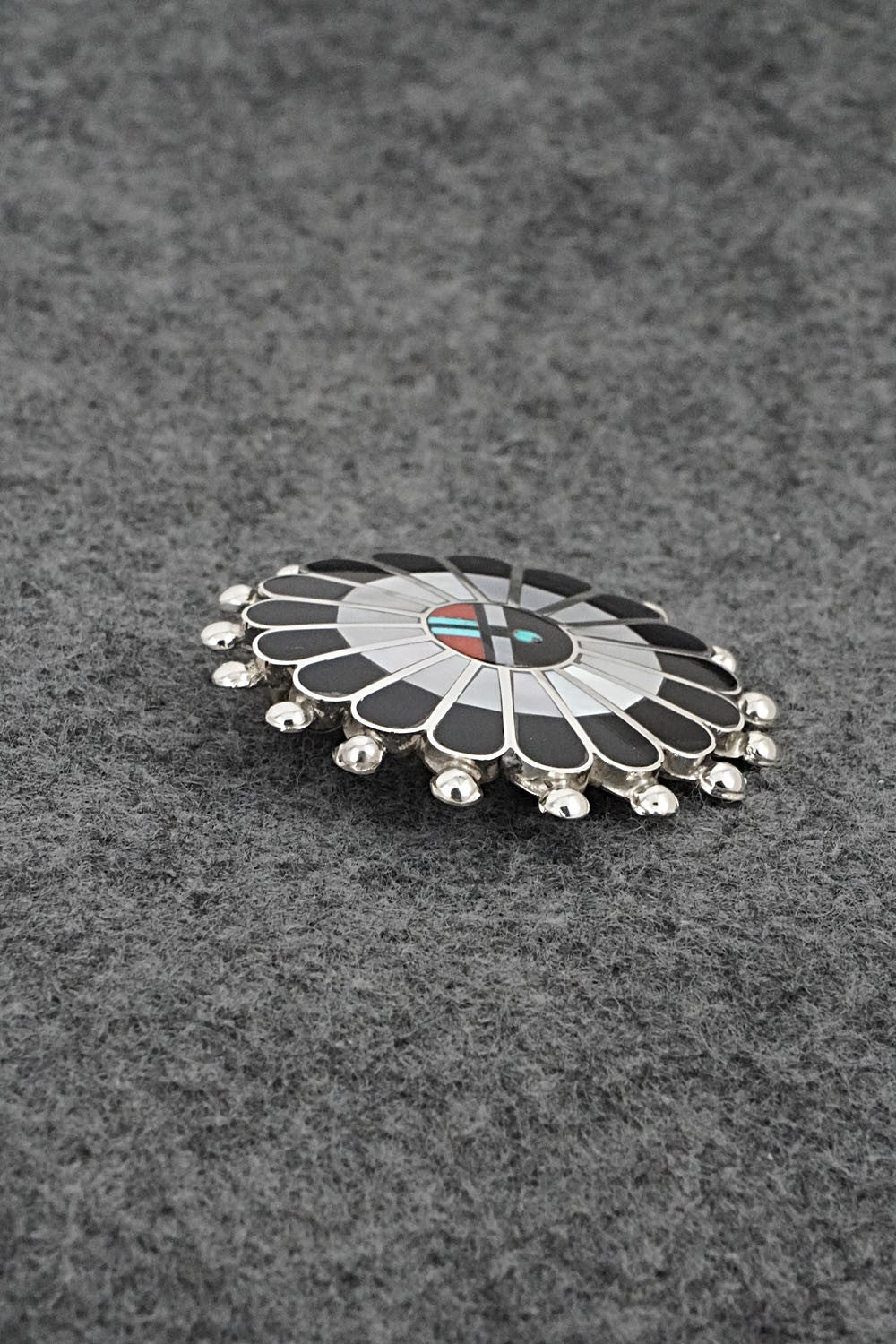 Multi-Stone & Sterling Silver Inlay Pendant/Pin - April Unkestine