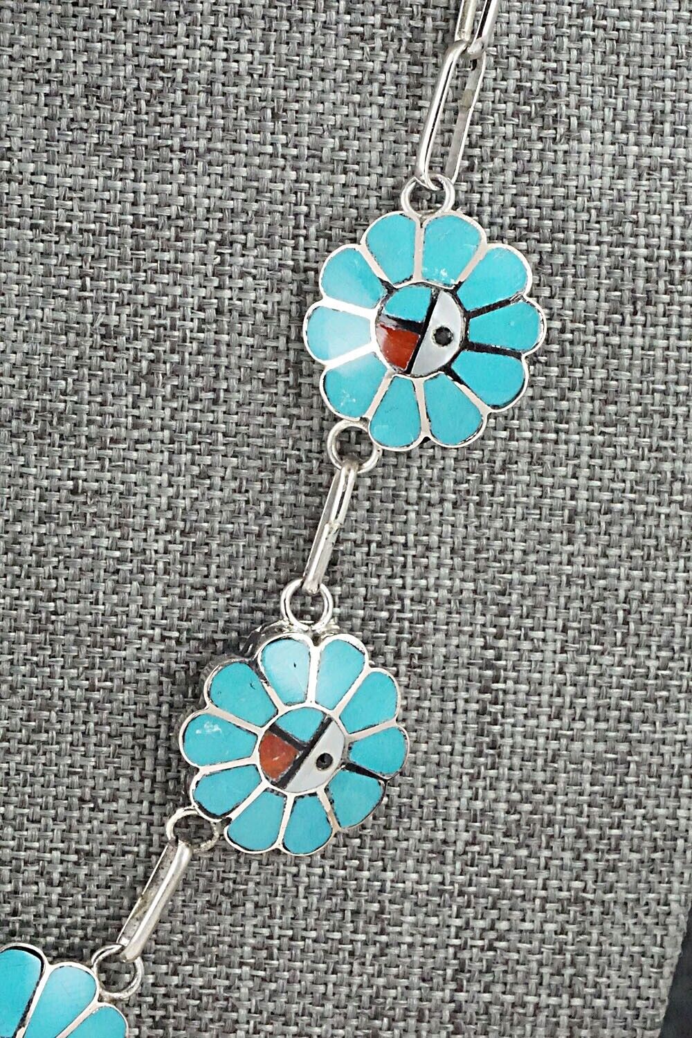 Multi Stone & Sterling Silver Inlay Necklace Set - Burdian Soseeah