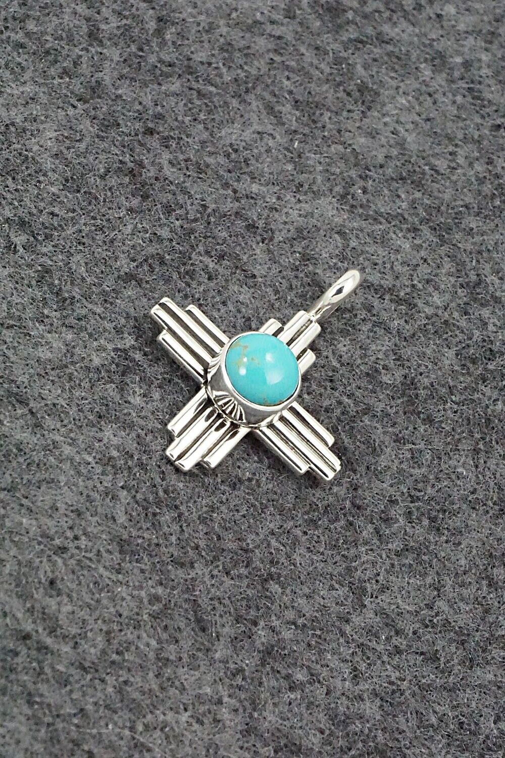 Turquoise and Sterling Silver Pendant - Raymond Coriz