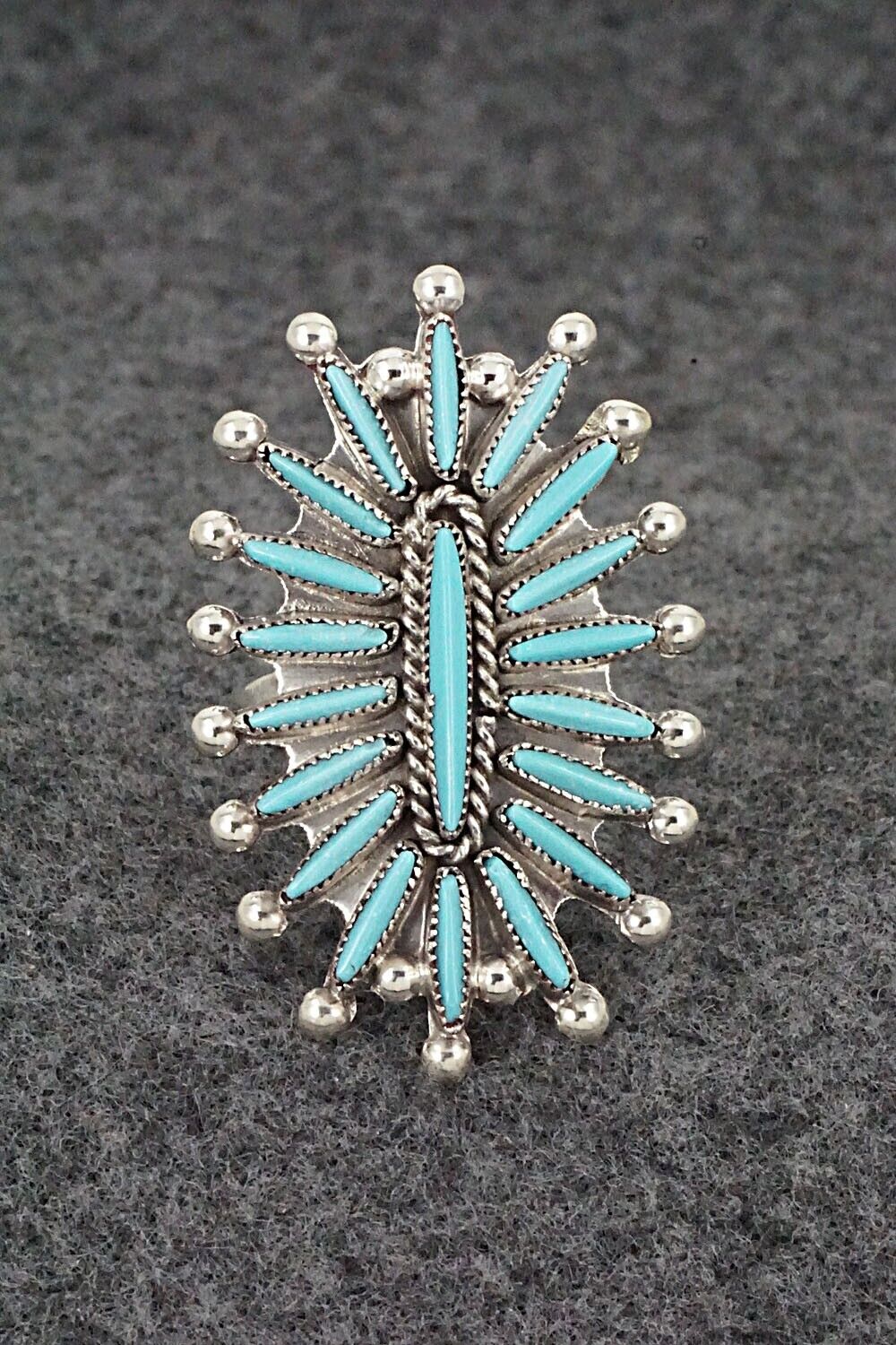 Turquoise & Sterling Silver Ring - Lance & Cordelia Waatsa - Size 7.75
