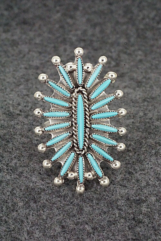 Turquoise & Sterling Silver Ring - Lance & Cordelia Waatsa - Size 7.75