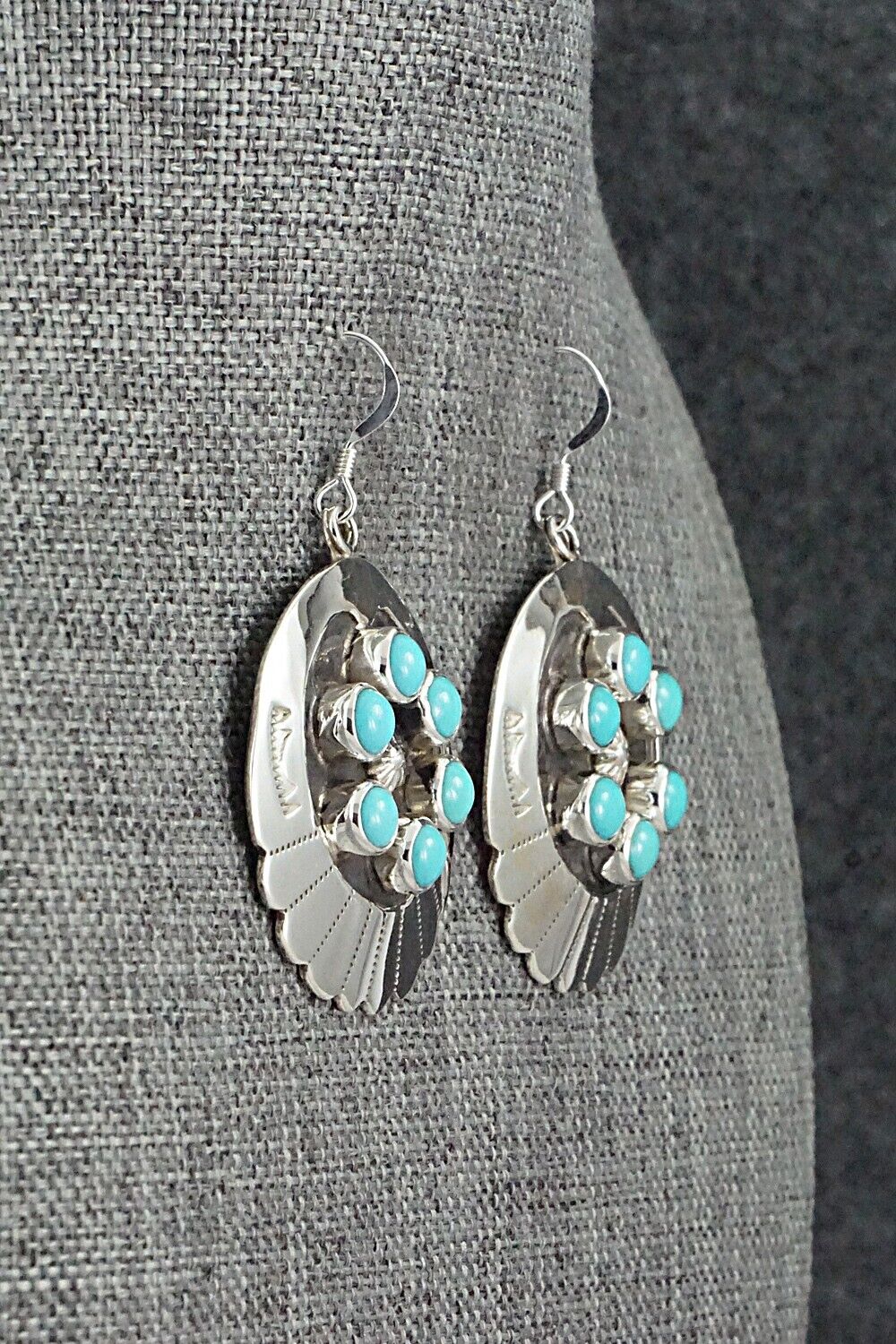 Turquoise & Sterling Silver Earrings - Kenny Lonjose