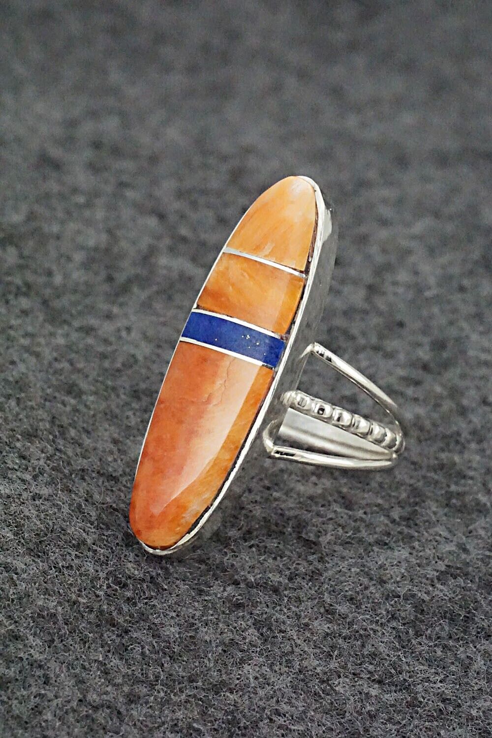 Spiny Oyster, Lapis & Sterling Silver Ring - Harold Smith - Size 8.5