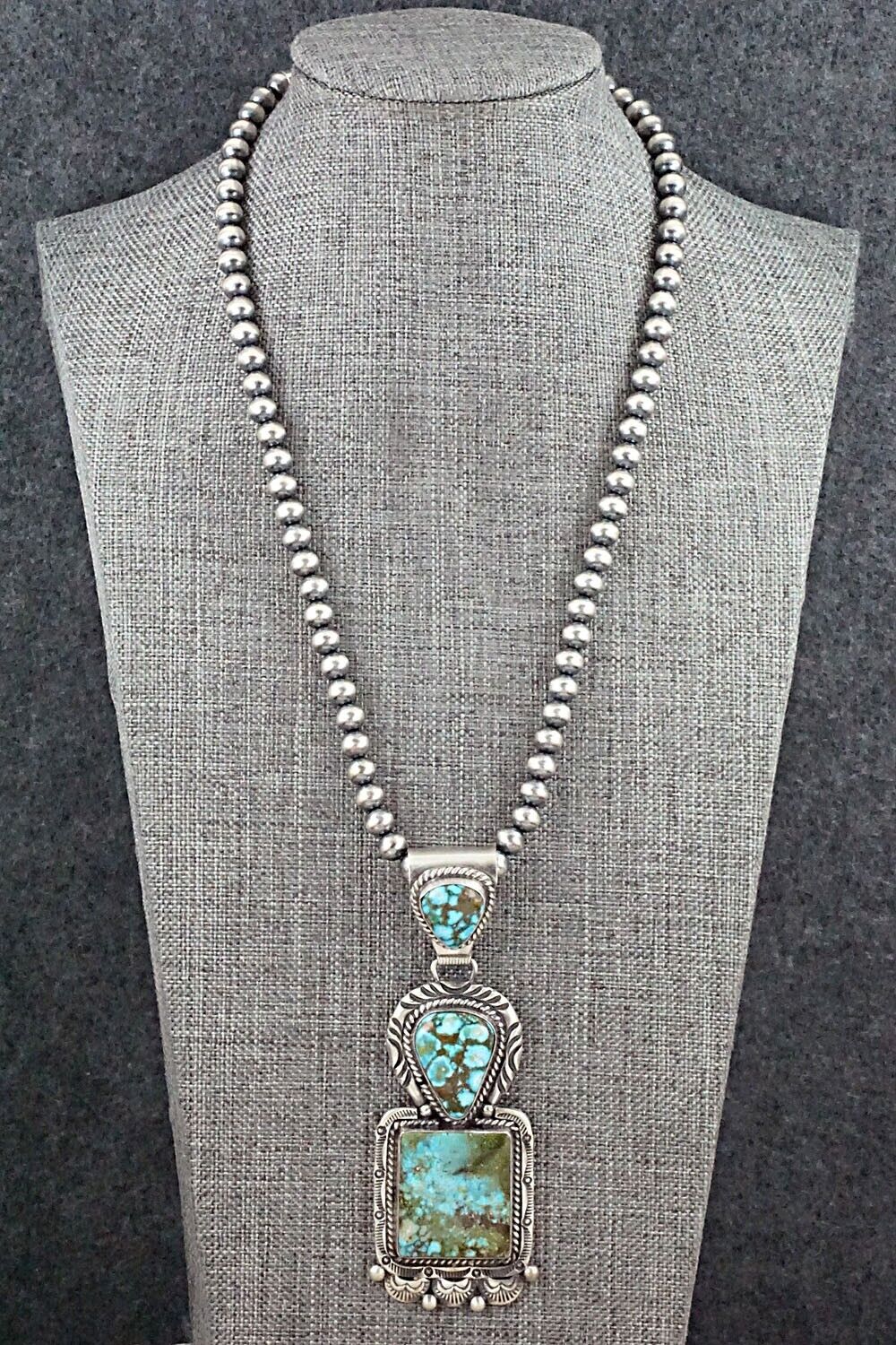 Turquoise & Sterling Silver Necklace - Raymond Delgarito