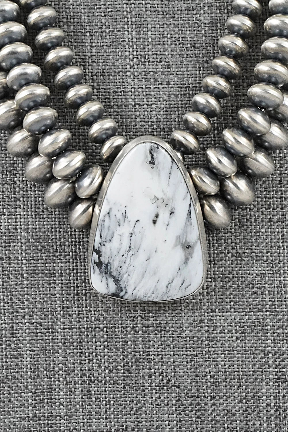 White Buffalo & Sterling Silver Navajo Pearl Necklace - Gruber & Halwood