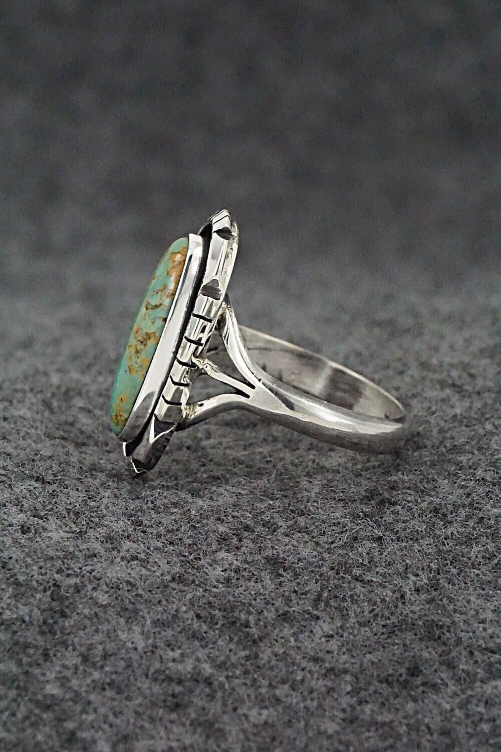 Turquoise & Sterling Silver Ring - Amos Begay - Size 8.5
