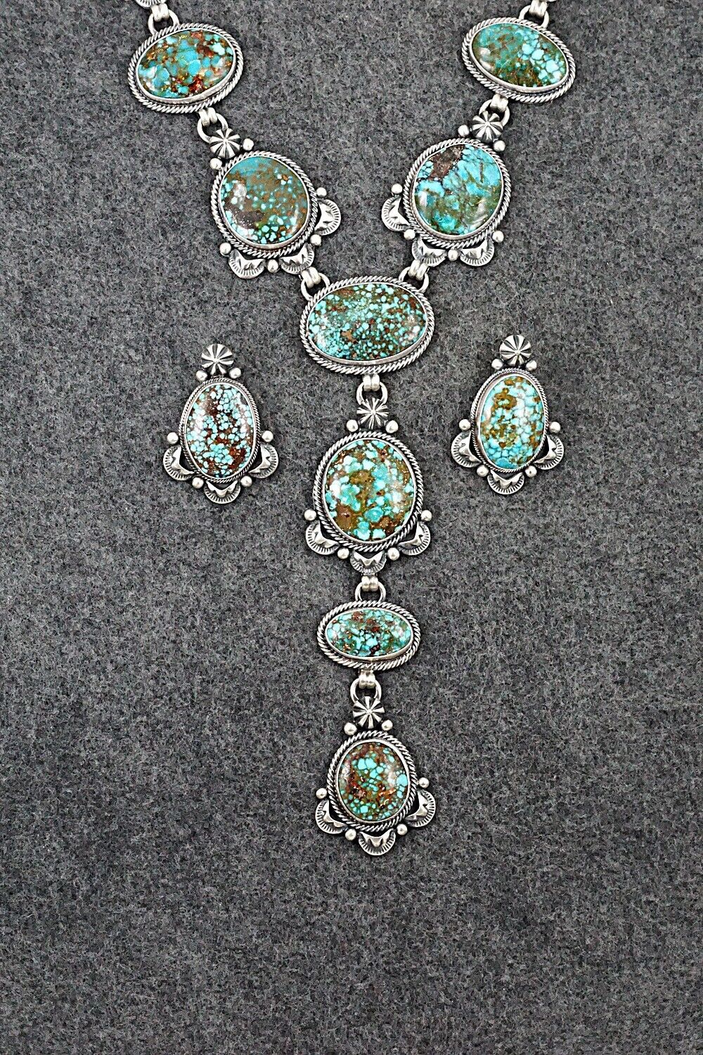 Turquoise & Sterling Silver Necklace and Earrings Set - Randy Boyd