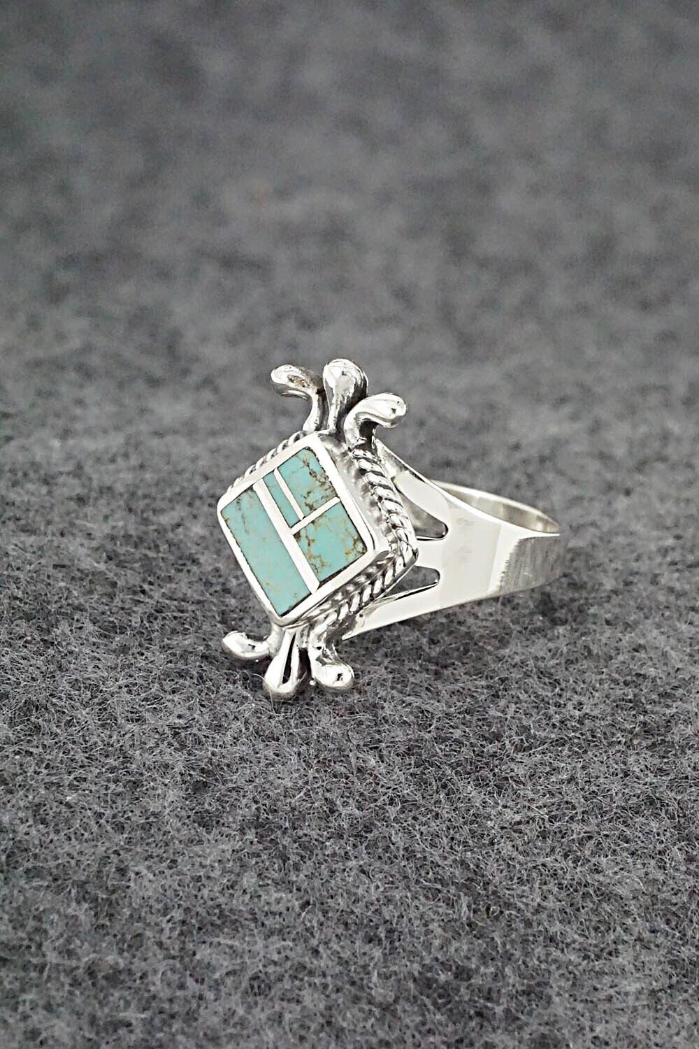 Turquoise & Sterling Silver Inlay Ring - James Manygoats - Size 7