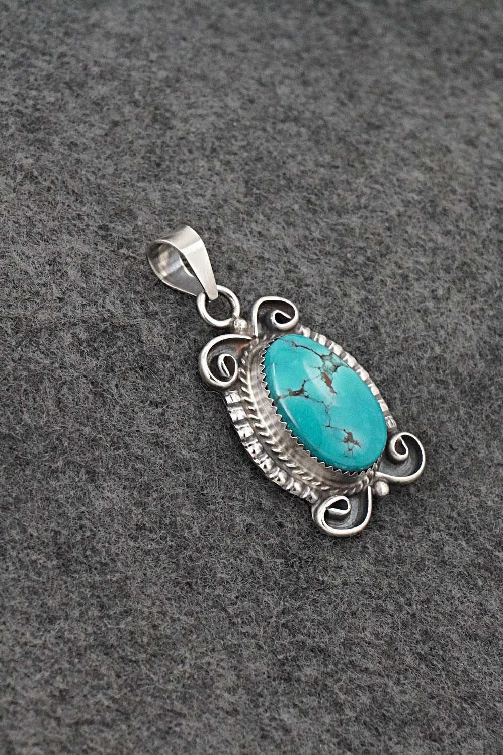 Turquoise and Sterling Silver Pendant - Leslie Nez