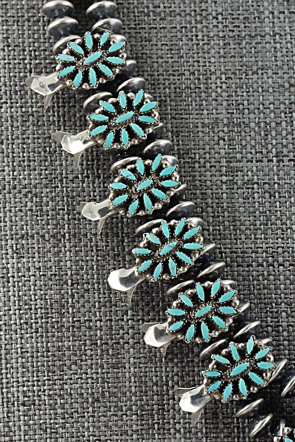 Turquoise & Sterling Silver Mini Squash Blossom Set - Lorena Peina