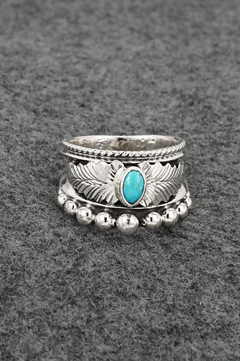 Turquoise & Sterling Silver Ring - Tom Lewis - Size 8.5