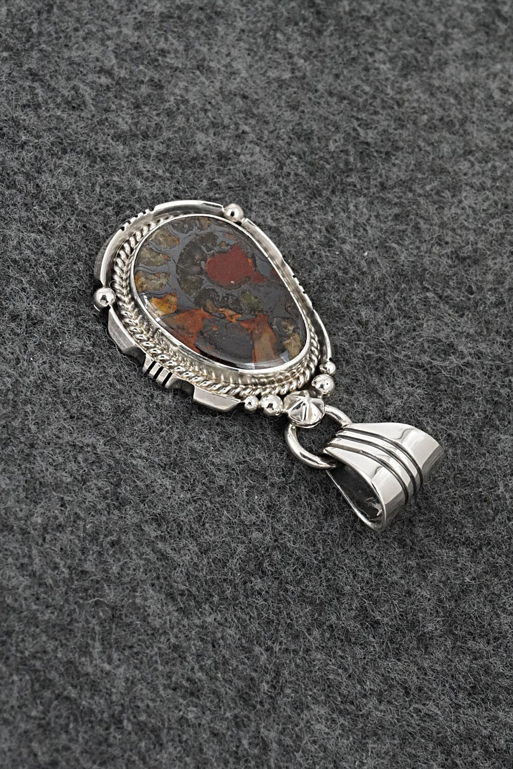 Ammonite & Sterling Silver Pendant - Samuel Yellowhair