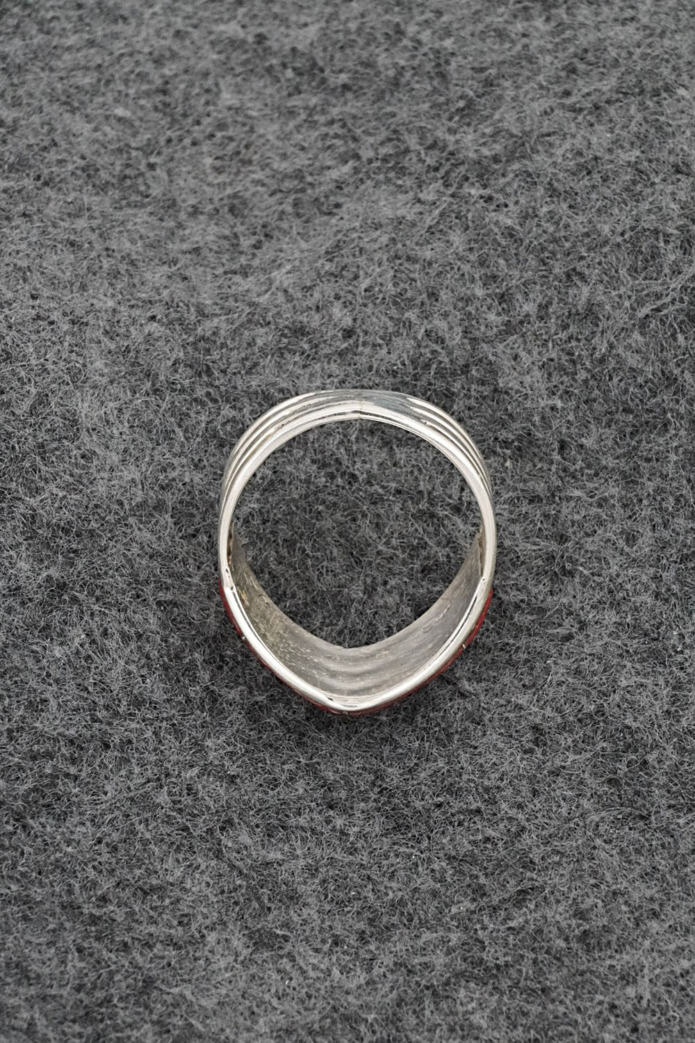 Coral & Sterling Silver Ring - Andrew Enrico - Size 7.5