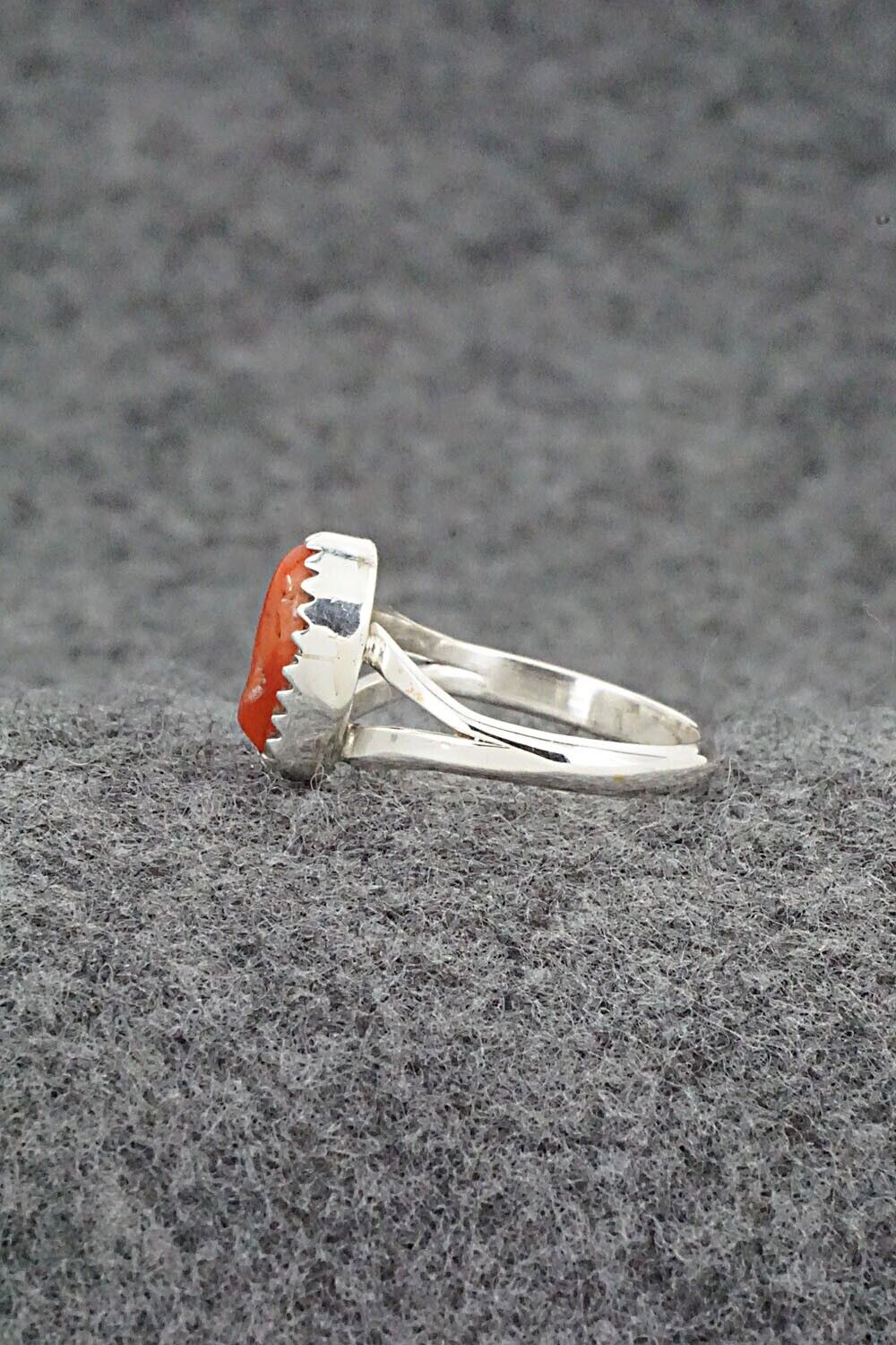 Coral & Sterling Silver Ring - Letricia Largo - Size 5