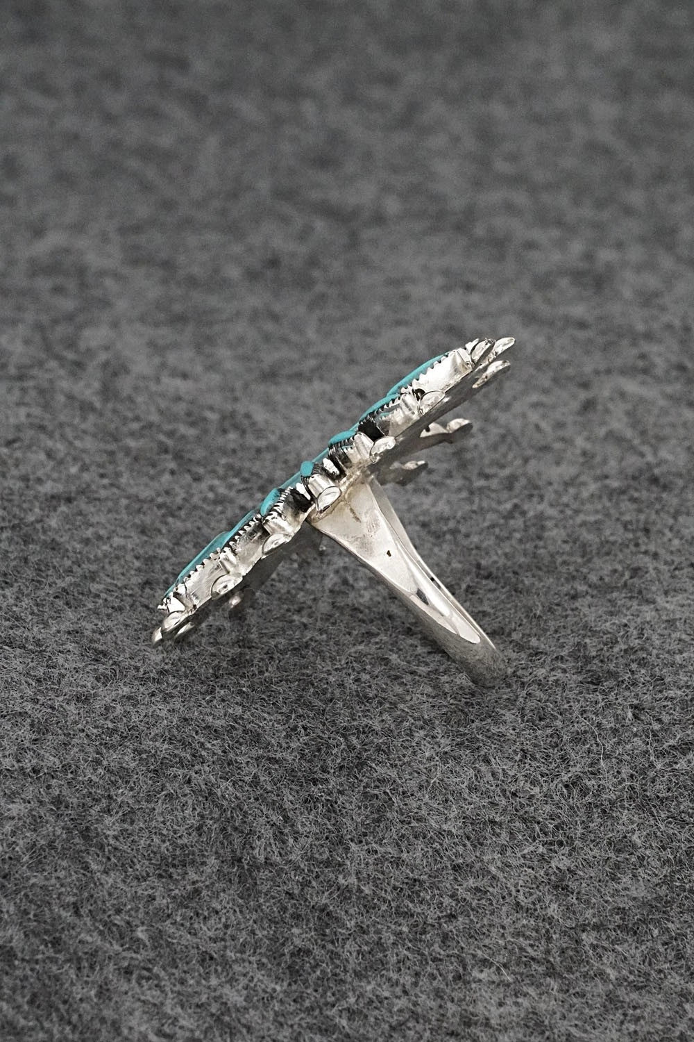 Turquoise & Sterling Silver Ring - Jack Etsate - Size 7.5