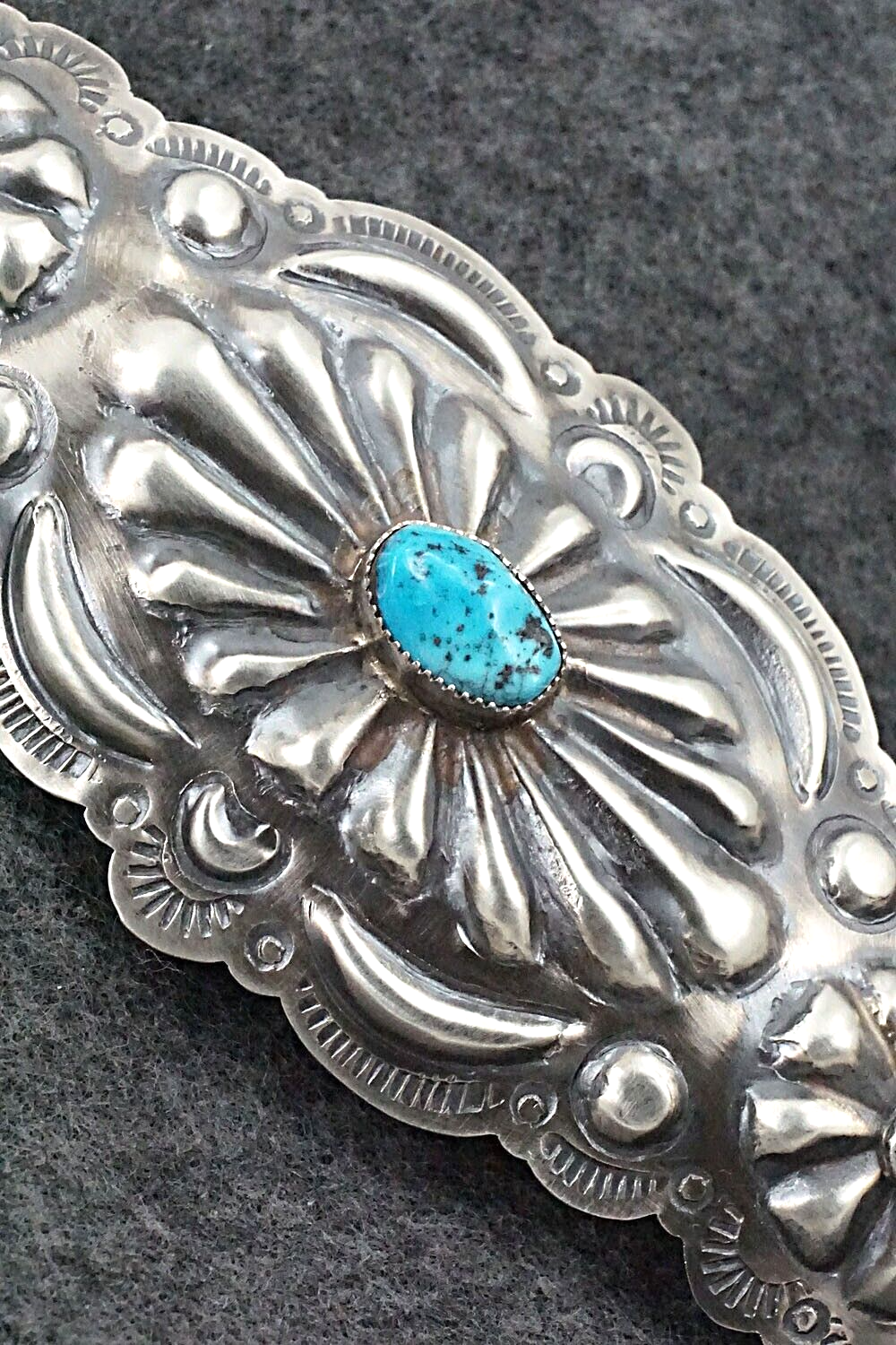 Turquoise & Sterling Silver Hair Barrette - Tim Yazzie