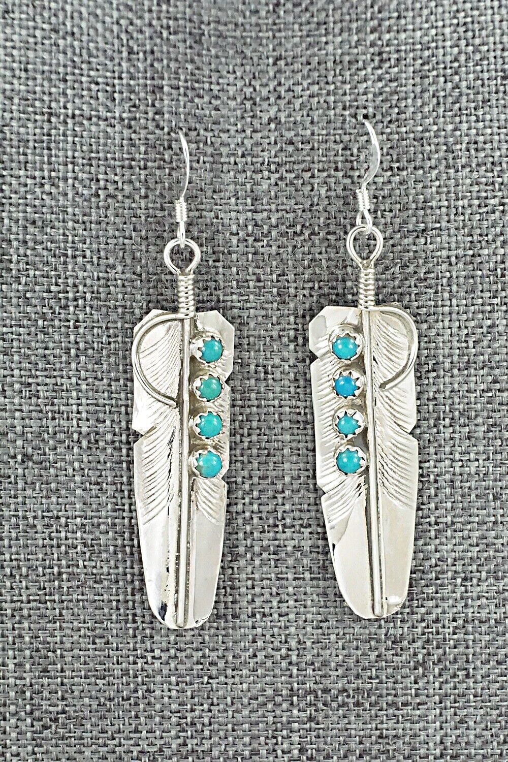 Turquoise & Sterling Silver Earrings - Chester Charley