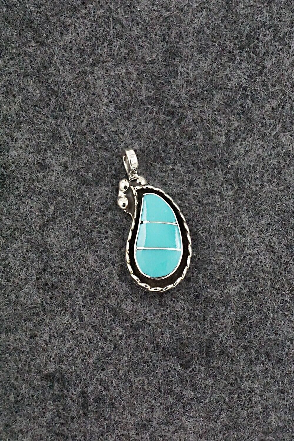 Turquoise & Sterling Silver Pendant - Susie Lowsayatee