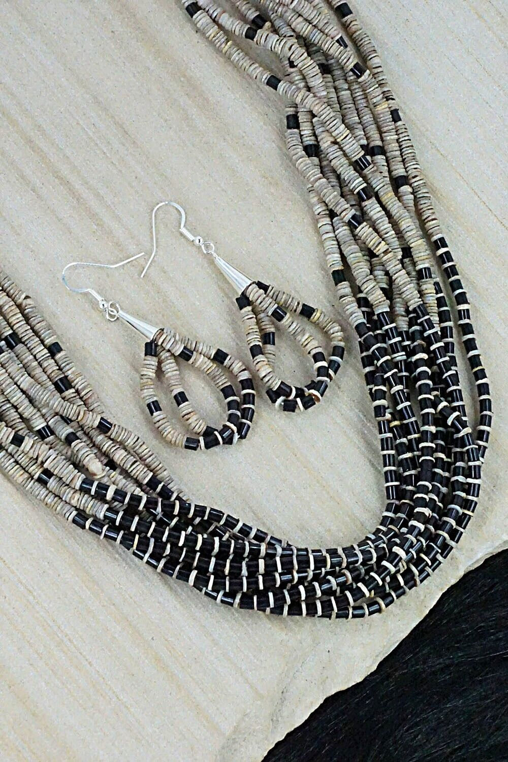 Shell Beaded Necklace and Earrings Set - Ramona Bird
