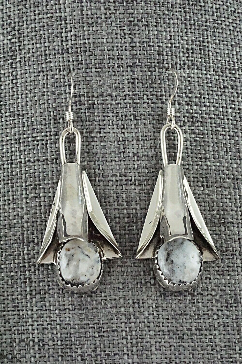 White Buffalo & Sterling Silver Squash Blossom Set - Louise Yazzie