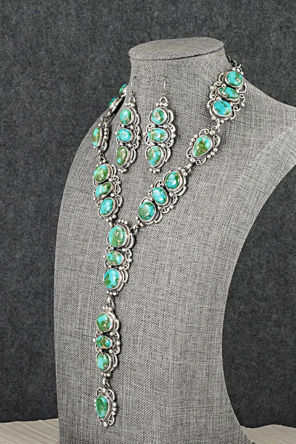 Turquoise & Sterling Silver Necklace and Earrings Set - Kathleen Livingston