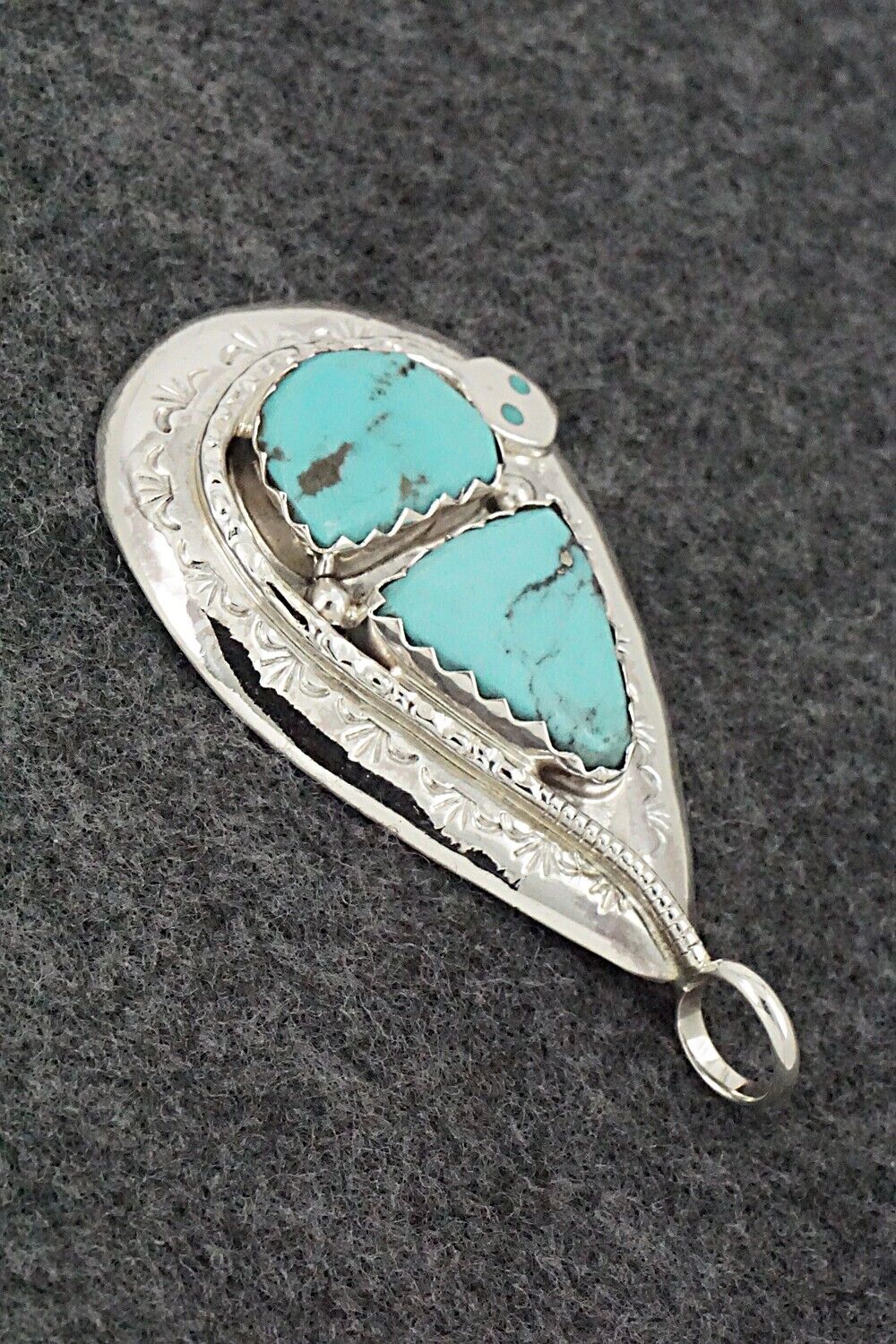 Turquoise and Sterling Silver Pendant - Joy Calavaza