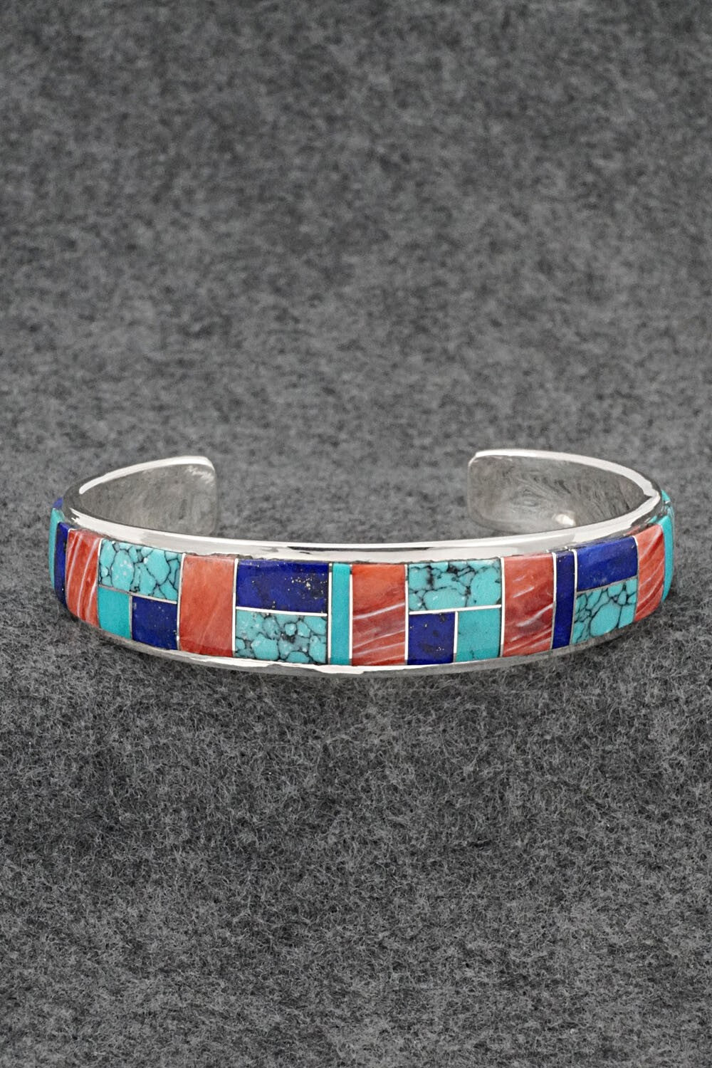 Multi-Stone Inlay & Sterling Silver Bracelet - Edison Yazzie