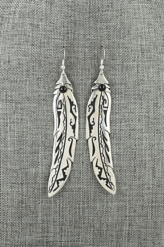 Onyx & Sterling Silver Earrings - Rosita Singer