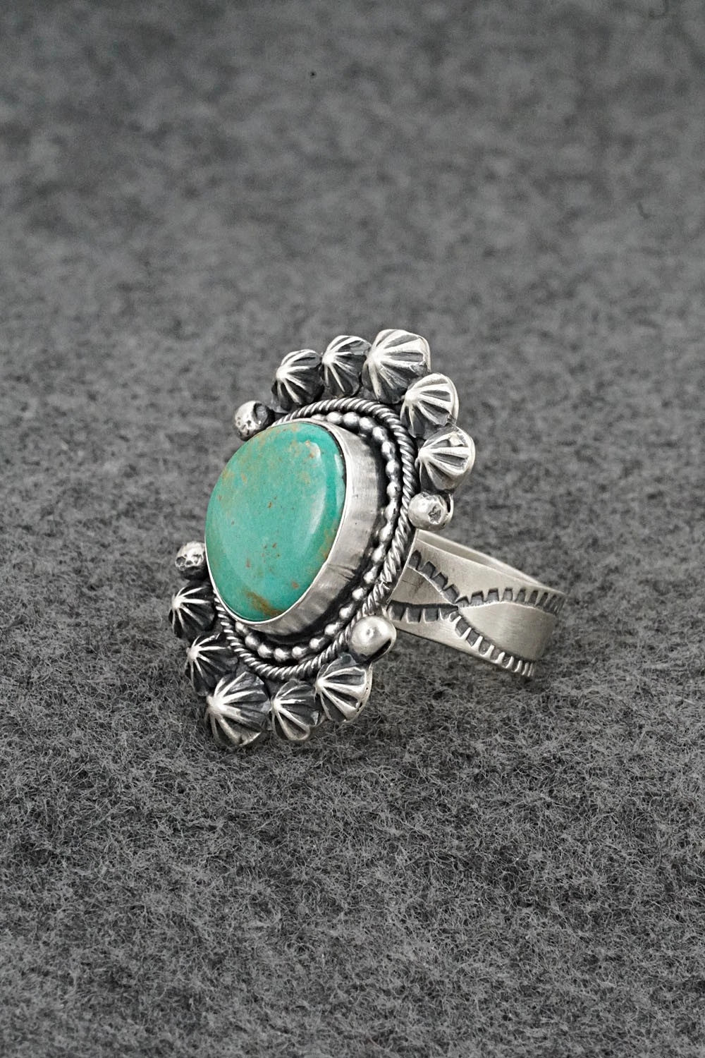 Turquoise & Sterling Silver Ring - Cordell Platero - Size Adjustable