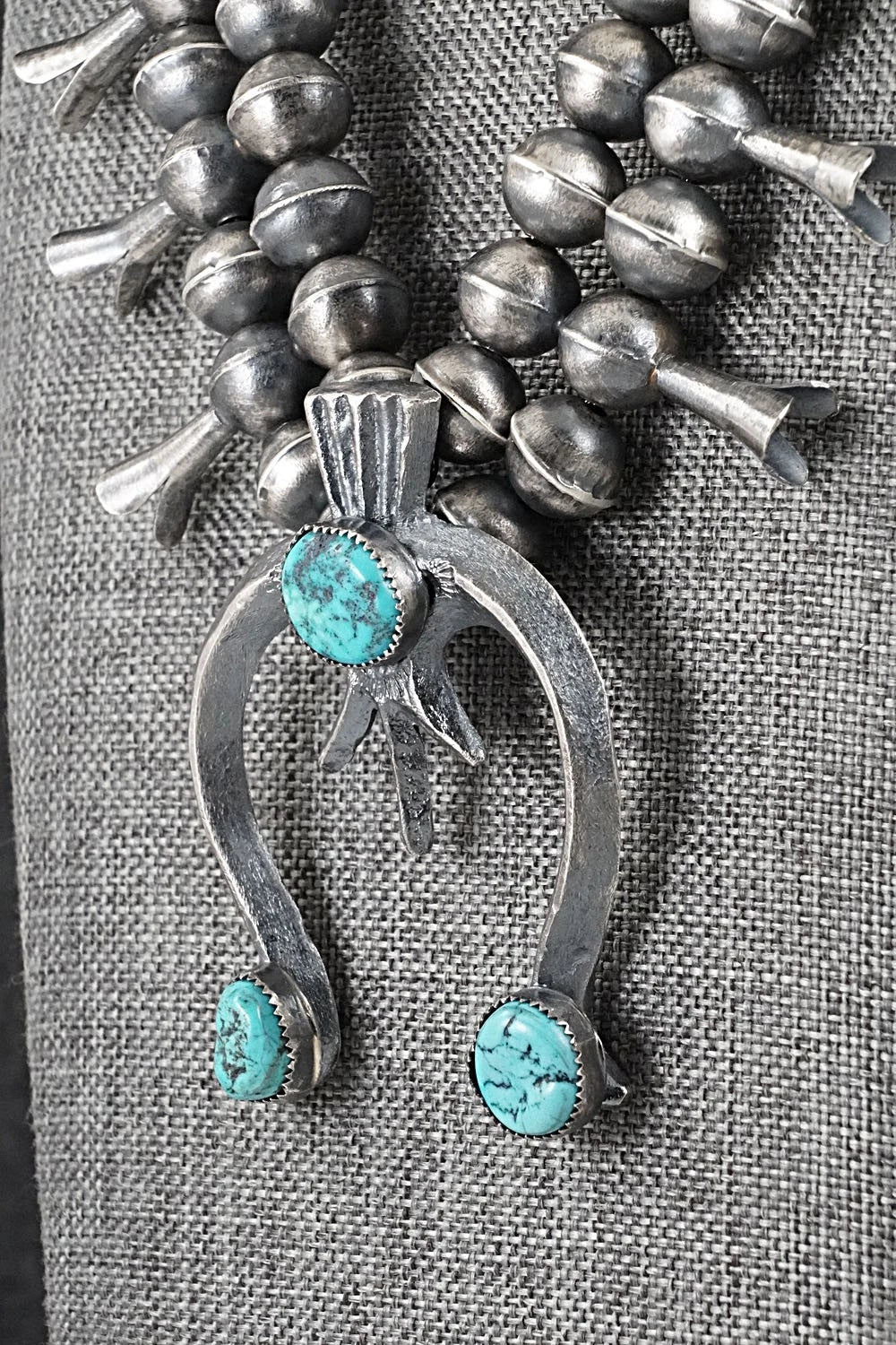 Turquoise & Sterling Silver Squash Blossom Set - Gilbert Martin