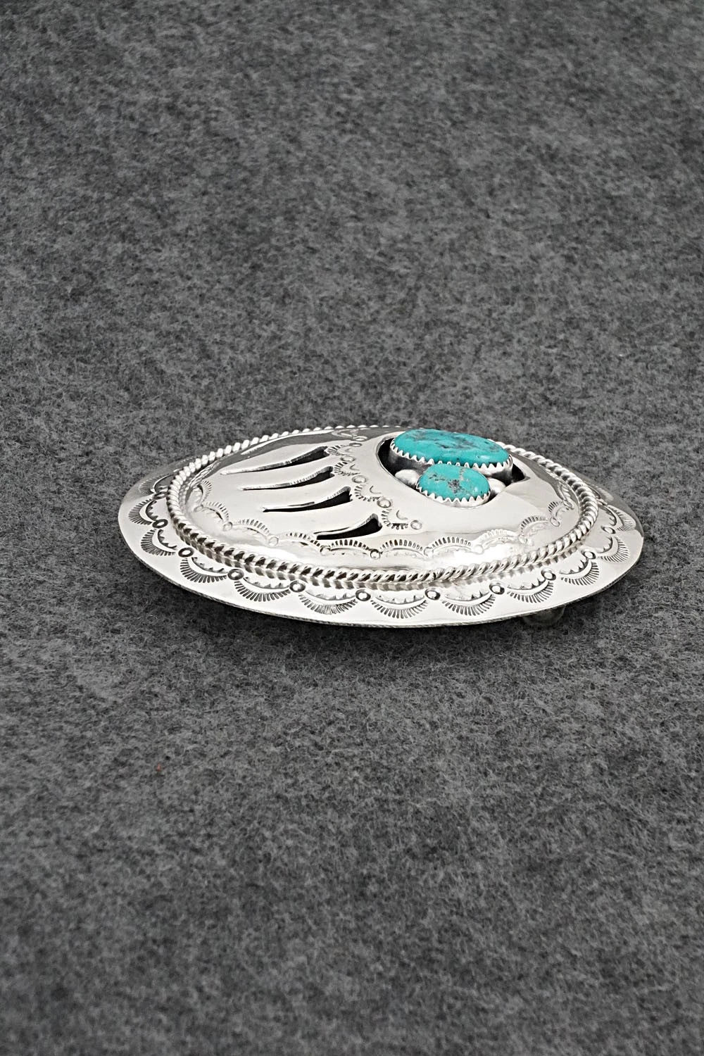 Turquoise & Sterling Silver Belt Buckle - Wilbert Muskett Sr.