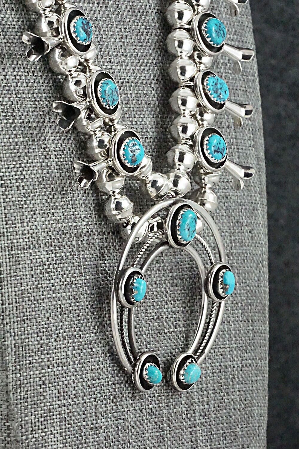 Turquoise & Sterling Silver Squash Blossom Set - Phil Garcia