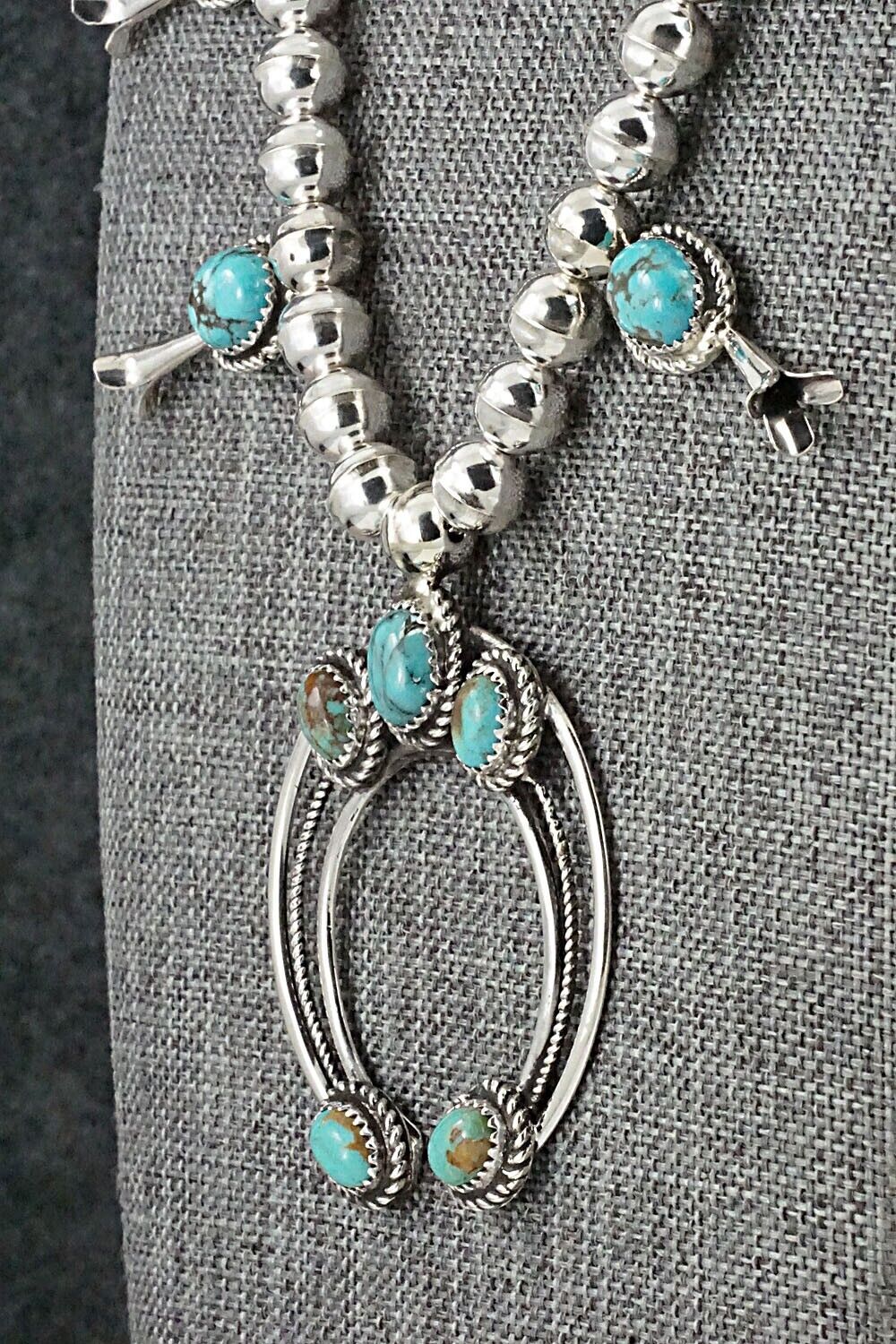 Turquoise & Sterling Silver Squash Blossom Necklace Phil Garcia