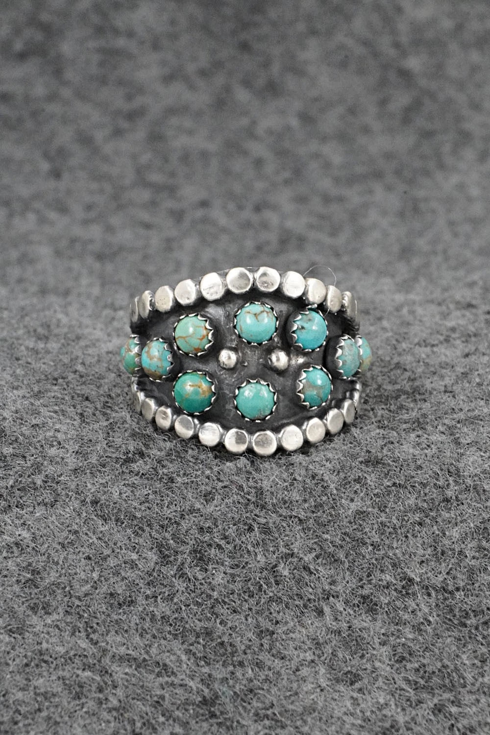 Turquoise & Sterling Silver Ring - Harry B. Yazzie - Size 8.5