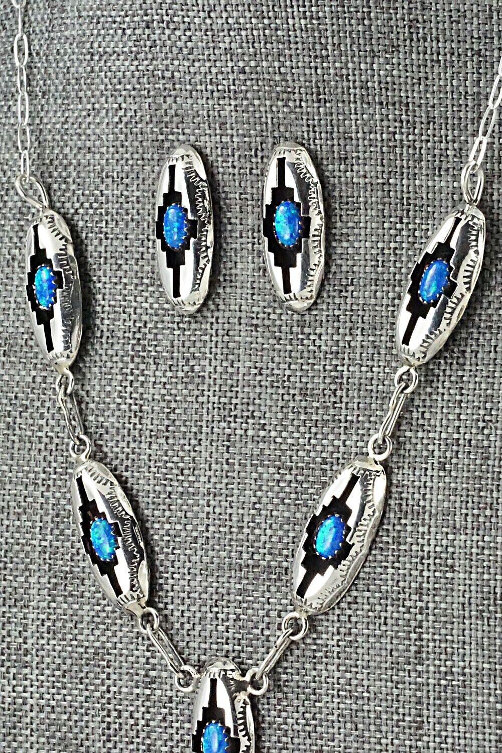 Opalite & Sterling Silver Necklace and Earrings Set - Felix Perry