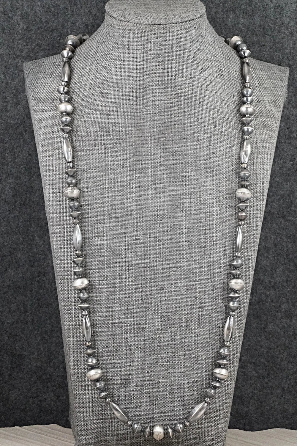 Sterling Silver Navajo Pearl Necklace 28" - Vintage