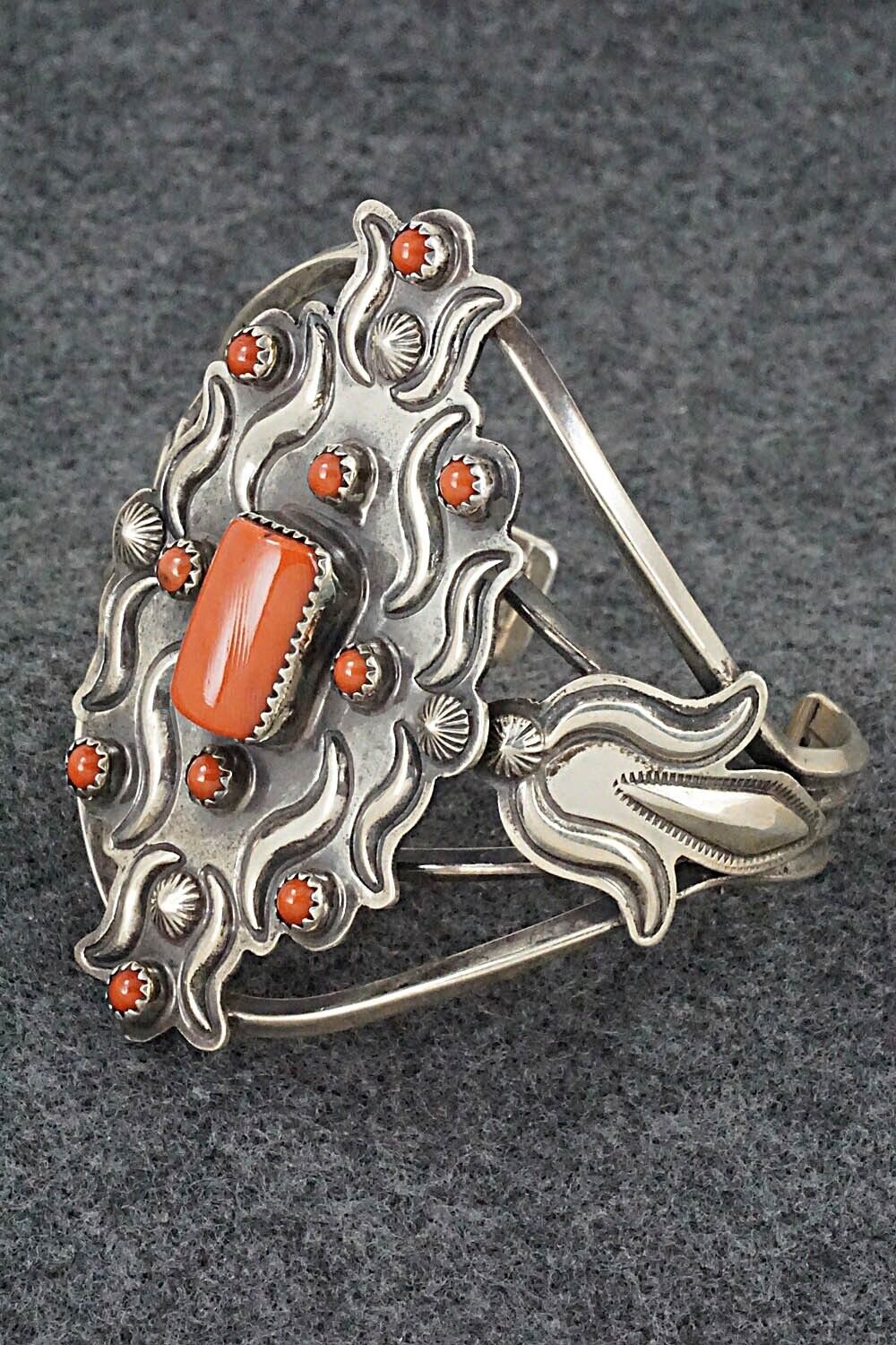 Coral & Sterling Silver Bracelet - Emerson Delgarito