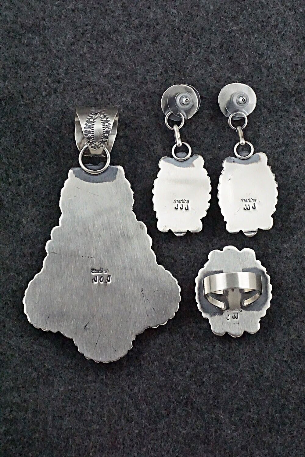 Turquoise & Sterling Silver Pendant, Ring and Earrings Set - Jeff James