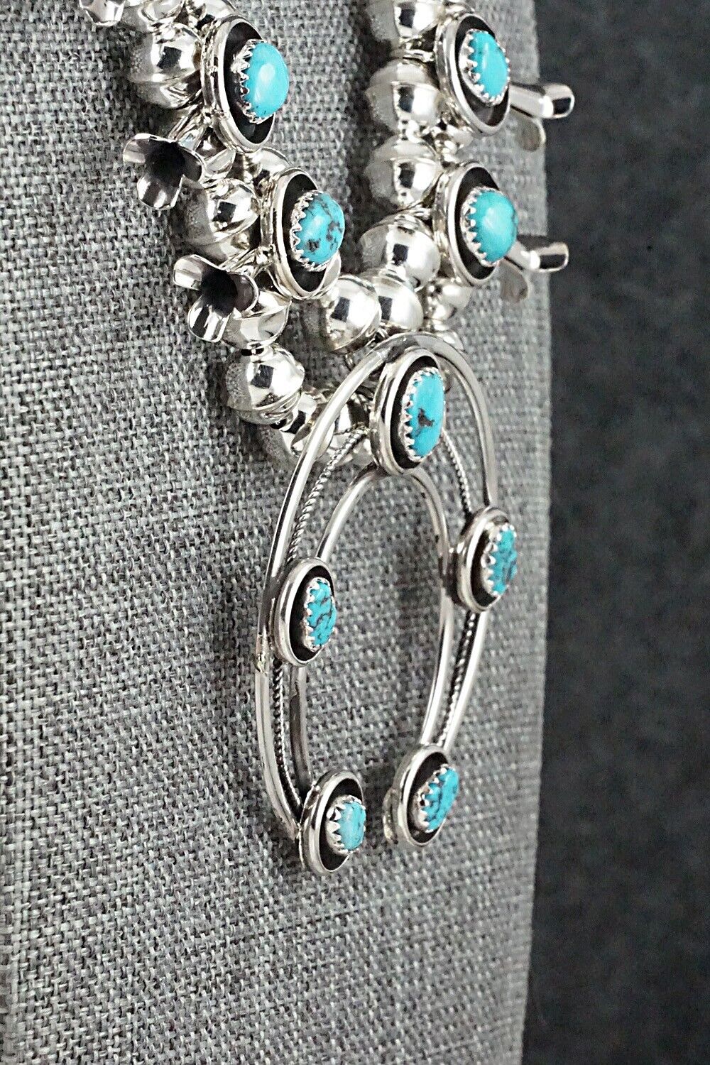 Turquoise & Sterling Silver Squash Blossom Set - Phil Garcia