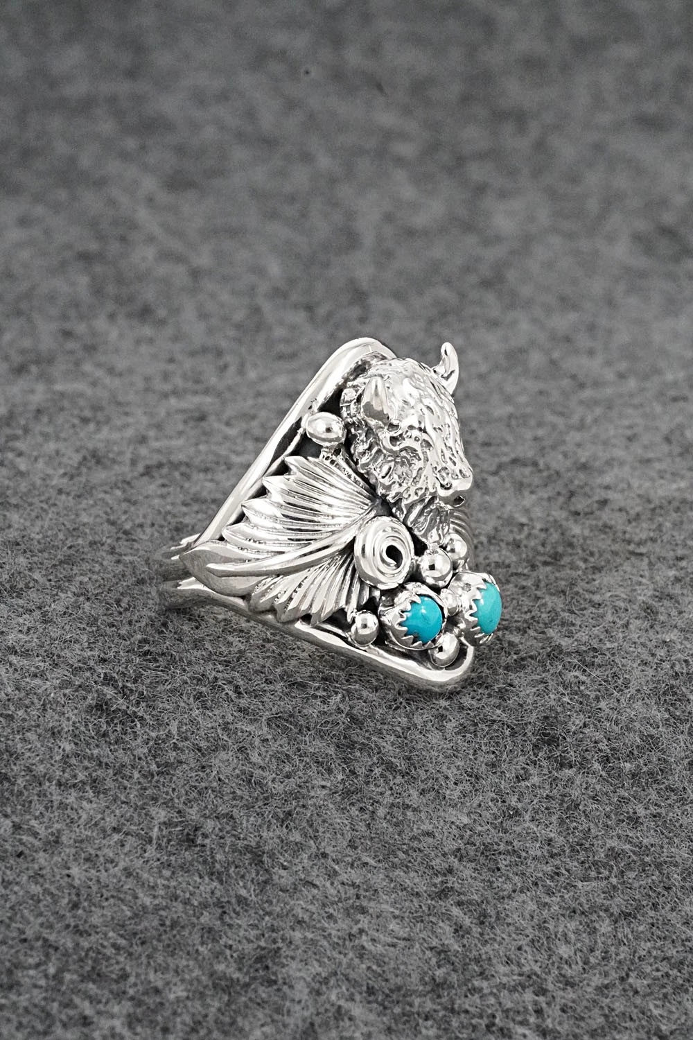 Turquoise & Sterling Silver Ring - Darrell Morgan - Size 11.5