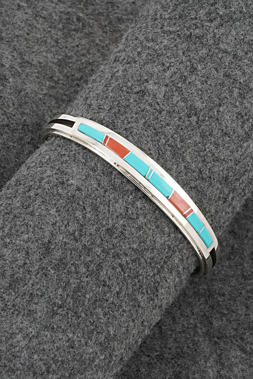 Turquoise, Coral & Sterling Silver Bracelet - Wilbert Muskett Jr.