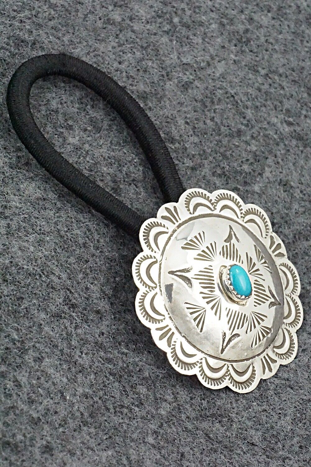 Turquoise & Sterling Silver Hair Tie - Bertha Begay